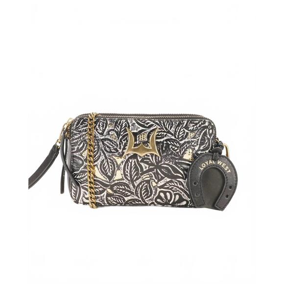 LOYAL WEST Handbags - NEW LOYAL WEST shell mini purse in black floral leather